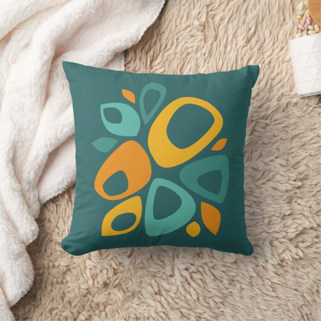 Almofada Moderno Estilo Calêndula Mostarda Teal Abstrato (Cobertor)