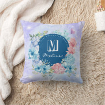 Moderno Floral em Azul Roxo com Brilho em Aquarela
