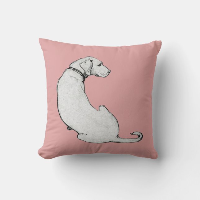 Almofada Moderno Labrador Cachorro Esmagado Rosa (Frente)