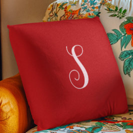 Almofada Moderno Red Chic e Monograma Personalizado de Na m