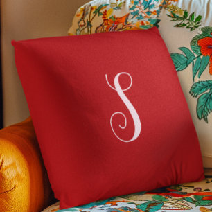 Almofada Moderno Red Chic e Monograma Personalizado de Na m