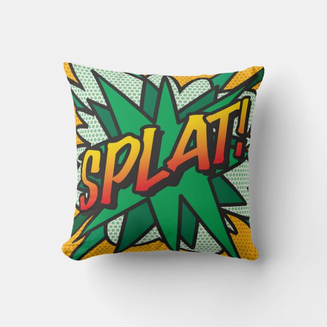Almofada Moderno Retro Tendência Banda Desenhada SPLAT Pop  (Frente)