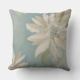 Almofada Moderno Rústico Bege Creme Floral Azul Turquesa