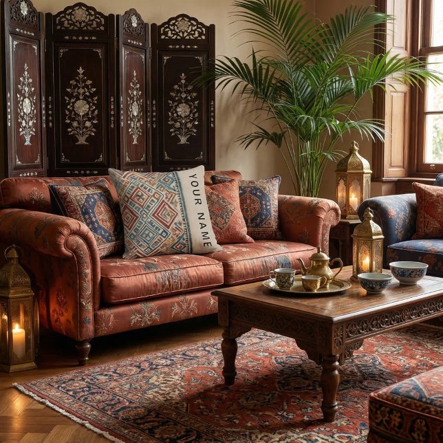 Almofada Moderno  script abstrato chique contemporâneo rúst (Criador carregado)