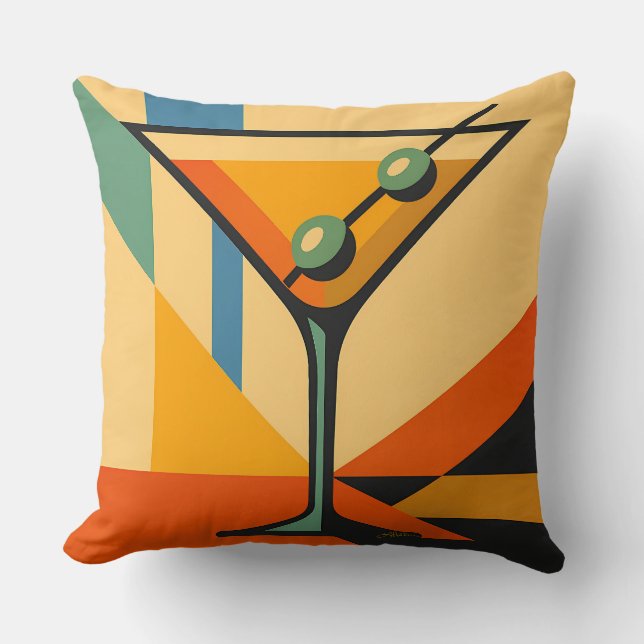Almofada Moderno Sol Nascente Bauhaus Martini de Meados do  (Frente)