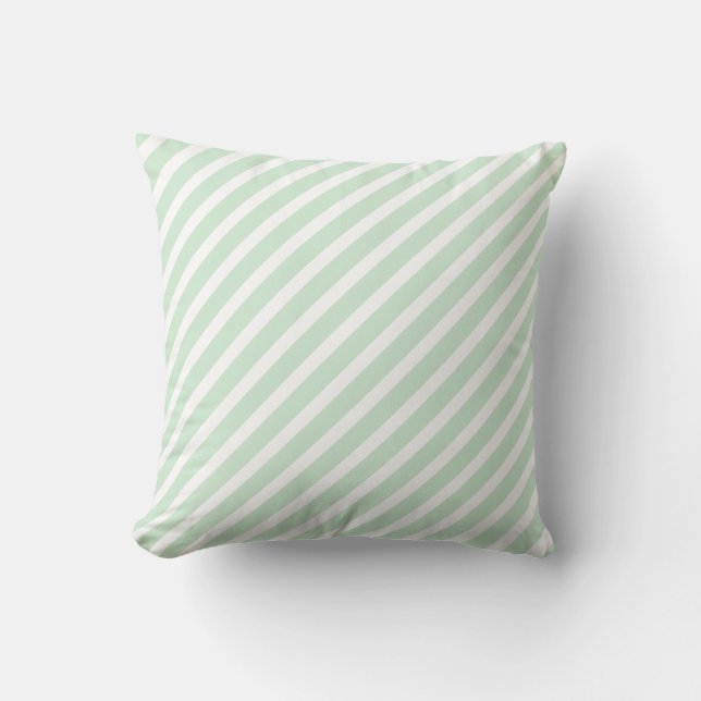 Almofada Moderno Verde Menta Branco Listrado (Frente)