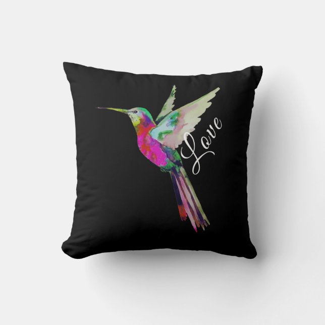 Almofada Moderno White Script Peace Colorir Hummingbird (Frente)