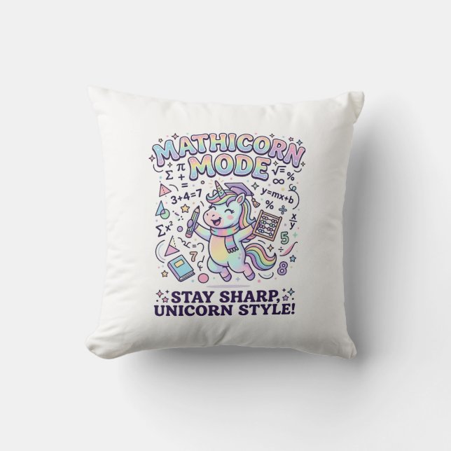 Almofada Modo Unicórnio Mathicorn Encantador Fundo Branco D (Frente)