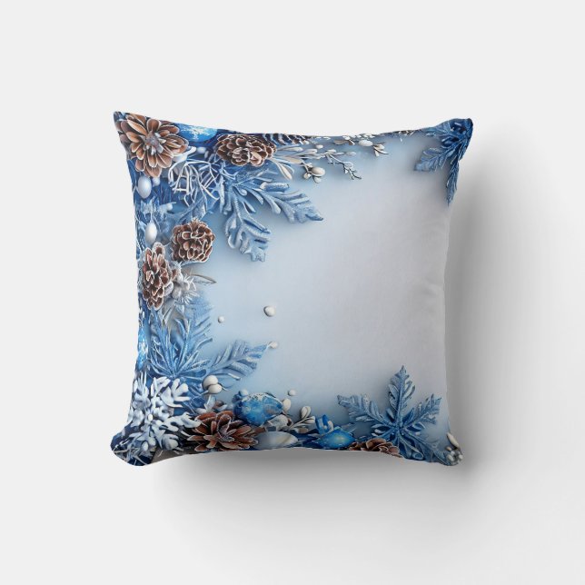 Almofada Moldura azul de Natal (Frente)