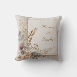 Almofada Moldura de Canto Floral Boêmio com Aquarela Textur