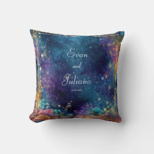 Almofada Moldura Geométrica Galáxia Dourado Celestial Vibra