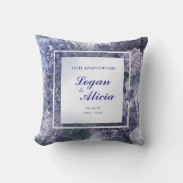 Almofada Moldura Quadrada Monocromática Floral Lavanda Azul