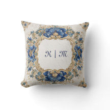 Moldura Redonda Barroca Floral Dourada e Azul Real