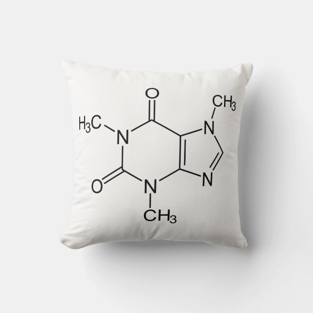 Almofada Molécula de Cafeína Química Café Átomos (Frente)