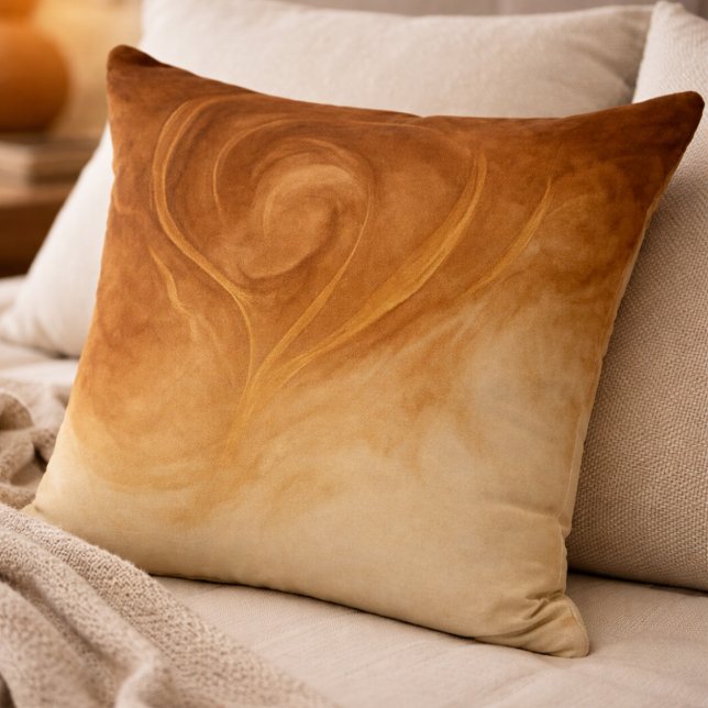 Almofada Molten Gold Swirl Throw Pillow (Molten brown and muted gold swirls bring warmth and depth to modern neutral spaces.)
