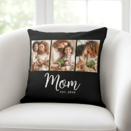 Almofada Mom Established Date Stylish Script Black 3 Photo