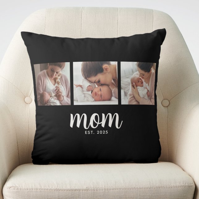 Almofada Mom Established Modern Script Black 3 Photo (Criador carregado)