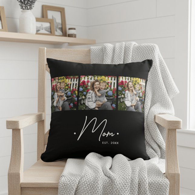 Almofada Mom Established Script 3 Photo Black (Criador carregado)