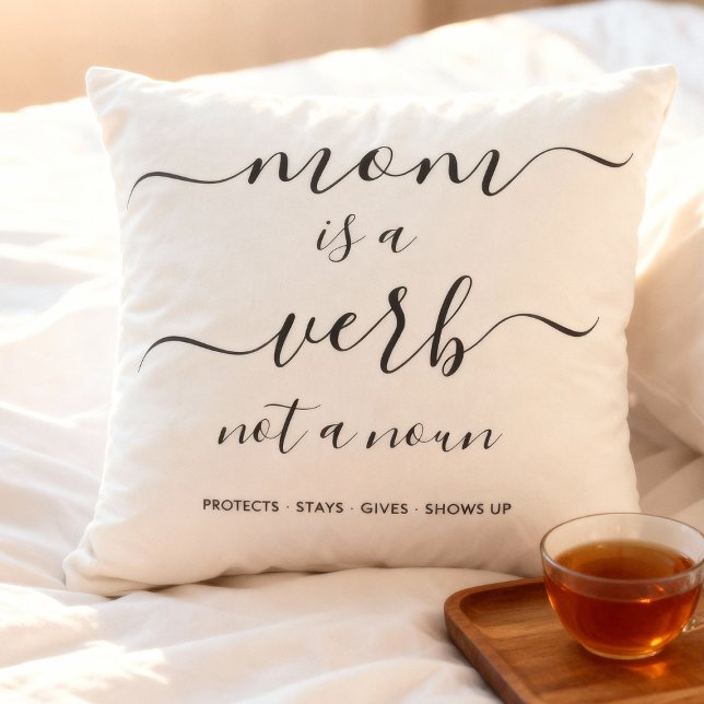 Almofada Mom Is a Verb Family Photo Collage Mother Keepsake (Criador carregado)