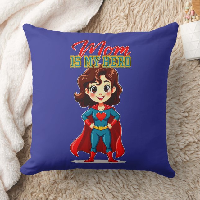 Almofada Mom Is My Hero – Cute Supermom Character (Cobertor)
