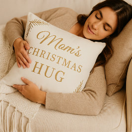 Almofada Mom’s Christmas Hug Pillow – Cozy Beige & Gold 