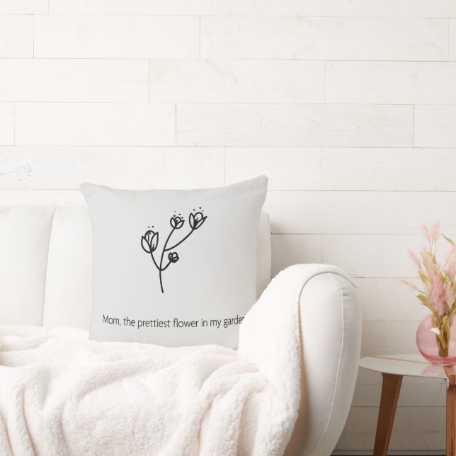 Almofada Mom the Prettiest Flower (Black Typography) (Sofá)