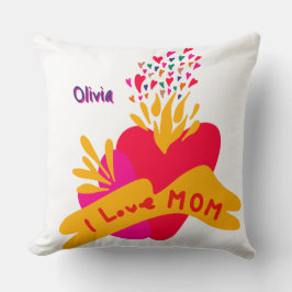 Almofada Mom with colorful hearts