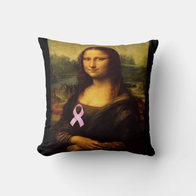 Almofada Mona Lisa Com Fita Rosa (Frente)