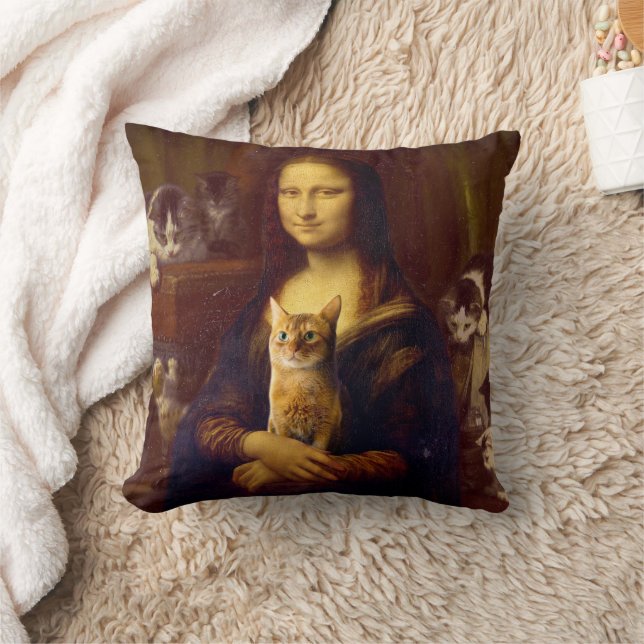 Almofada Mona Lisa e seu gato (Cobertor)