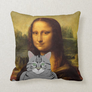 Almofada Mona Lisa e seu travesseiro do gato