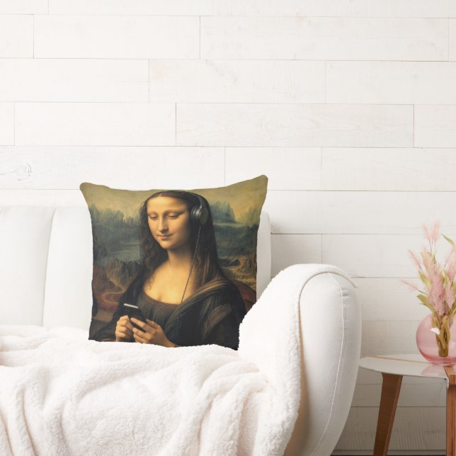 Almofada Mona Lisa Moderna com Smartphone (Sofá)