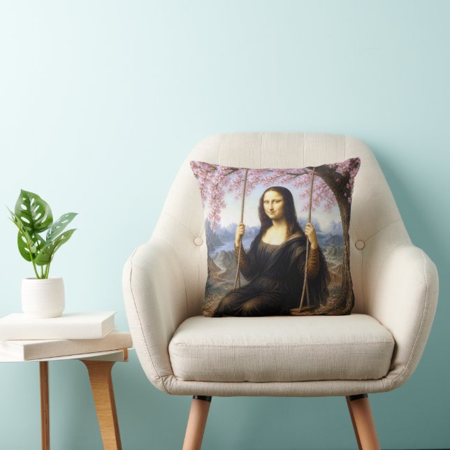 Almofada Mona Lisa num Balanço sob Flores de Cerejeira (Cadeira)