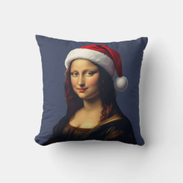 Almofada Mona Lisa Santa Hat Christmas Holiday Cut Out