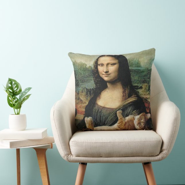 Almofada Mona Lisa segurando seus amantes de gato (Cadeira)