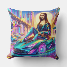 Almofada Mona no futuro e um carro de hitech