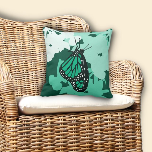Almofada Monarch Butterfly Insett Animal Green (Monarch Butterfly Insect Animal Green Throw Pillow)