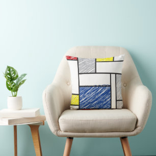 Almofada Mondrian Rabiscos Minimalista Arte Moderna De Stij