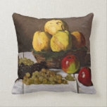 Almofada Monet - Vida tranquila com peras e uvas<br><div class="desc">Claude Monet pintando,  Vida Estática com Peras e Uvas,  travesseiro decorativo decorador.</div>