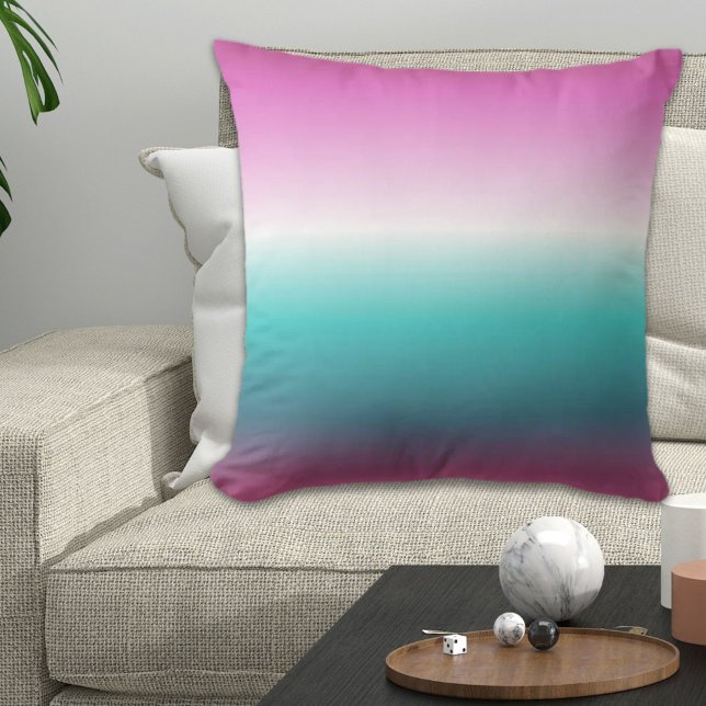 Almofada mono-lavanda teal ombre turquoise mermaid (unicorn lavender teal ombre turquoise mermaid outdoor pillow)