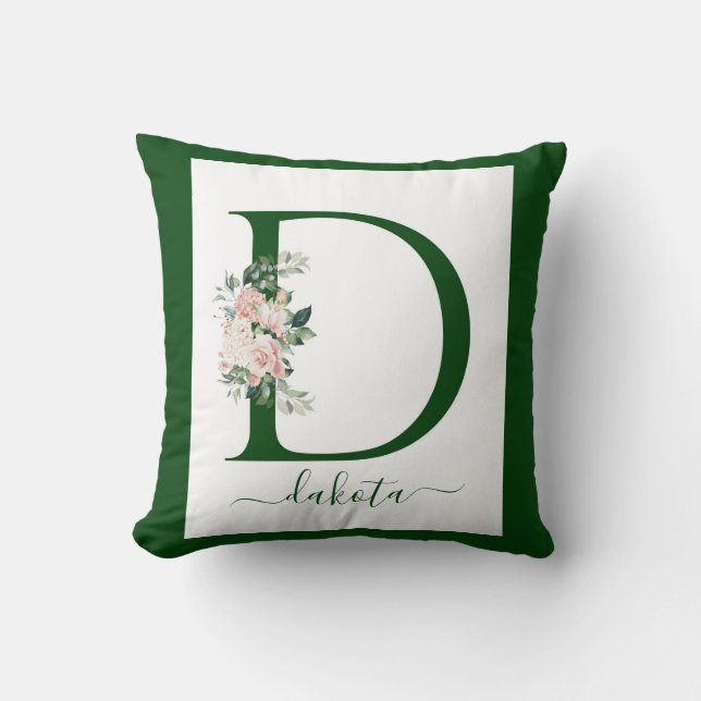 Almofada Monogram Floral Letter D (Frente)