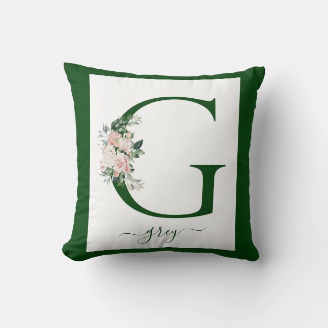 Almofada Monogram Floral Letter G (Frente)
