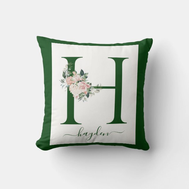 Almofada Monogram Floral Letter H (Frente)