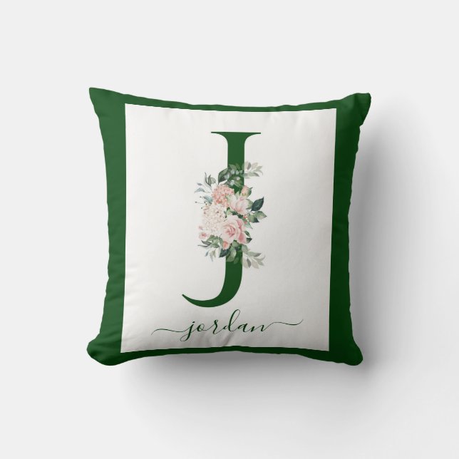 Almofada Monogram Floral Letter J (Frente)