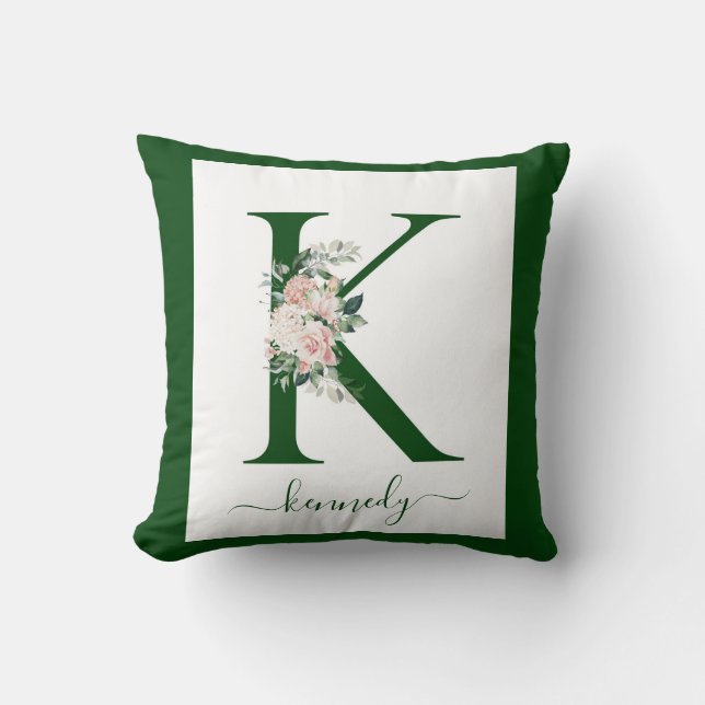Almofada Monogram Floral Letter K (Frente)