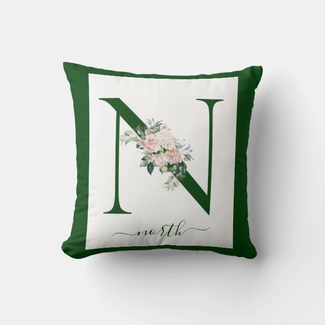 Almofada Monogram Floral Letter N (Frente)