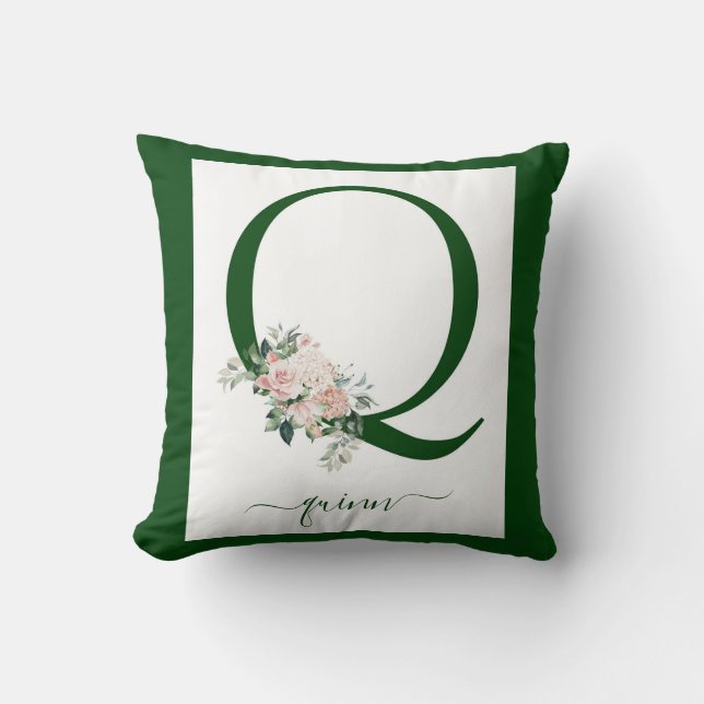 Almofada Monogram Floral Letter Q (Frente)