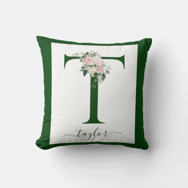 Almofada Monogram Floral Letter T (Frente)