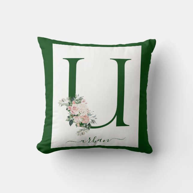 Almofada Monogram Floral Letter U (Frente)
