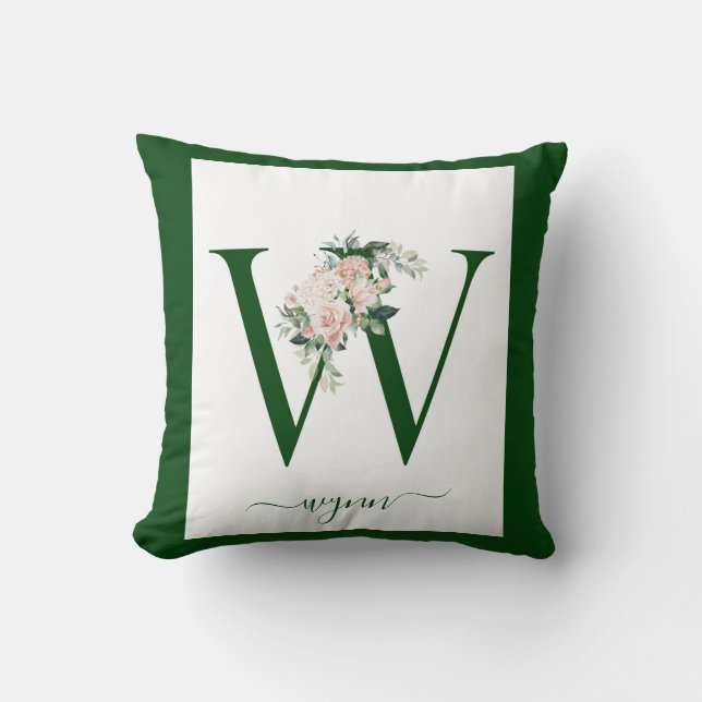 Almofada Monogram Floral Letter W (Frente)