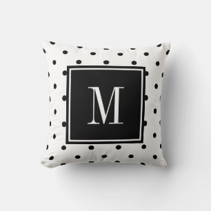 Almofada MONOGRAM mínima de bolinhas branca e preta
